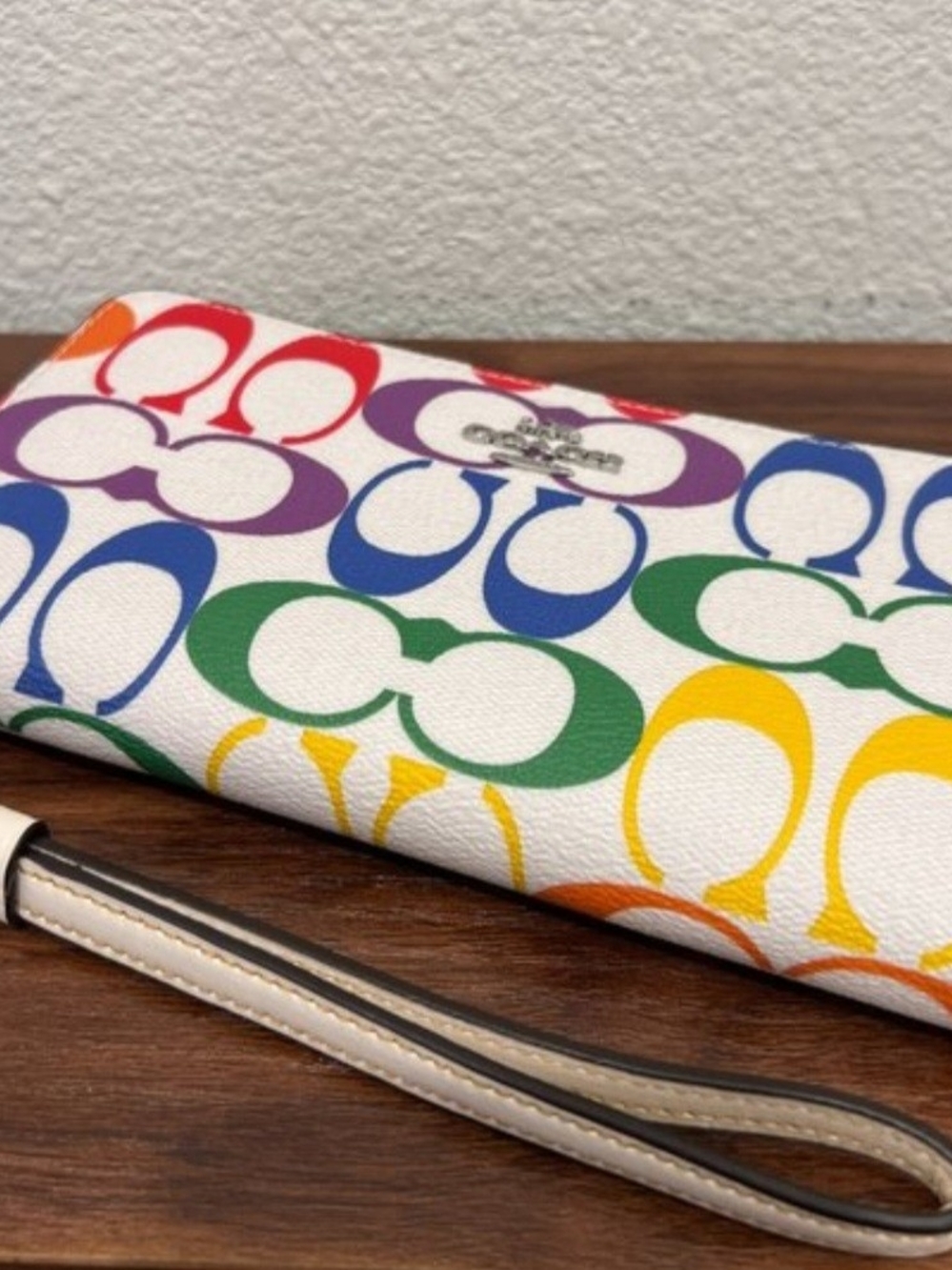 NWT Coach Long Zip Around Wallet in Rainbow Signature Canvas (Style No. C4537) - Picture 5 of 11